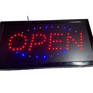 LED OPEN Sign Red Blue Lighted Business Window Store Shop Sign NIB